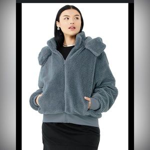 Alo Yoga Foxy Sherpa Jacket in steel blue